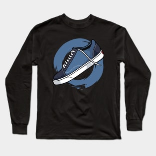 Navy White Skate Sneaker Long Sleeve T-Shirt